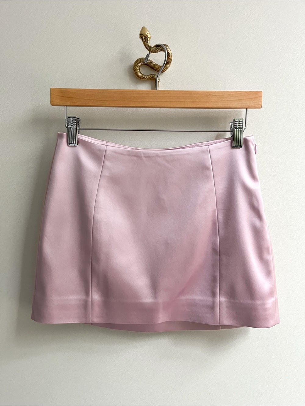 NWT Naked Wardrobe Satin Mini Skirt Baby Pink Tailored A-Line Skort Size XS